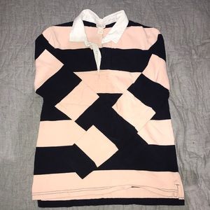 J.crew pink and navy striped polo/rugby top